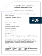 Select A Service Sector Organization, Develop The Performance Measure Parameters And, Also Develop The Criteria For Each Parameter