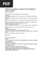 Difference Between Cytosol and Cytoplasm