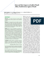 Life Style and Nutrition and Their Impact On Health of Saudi School Students in Abha, Southwestern Region of Saudi Arabia