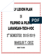 Daily Lesson Plan Filipino Sa Piling Larangan-Tech-Voc: Subject Teacher