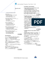 Intermediate Progress Test Units 1 - 2A: Listening Vocabulary and Grammar