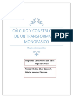 Calculo y Construccion de Un Transformador Monofasico