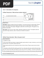 Card Games Student Worksheet