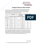 Normal Physiological Values For Select Animals