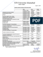 UG Semester Calendar Fall 2018