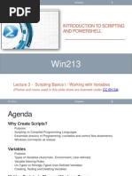 Introduction To Scripting and Powershell: Lecture 3 - Scripting Basics I / Working With Variables