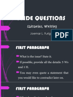 Guide Questions: Editorial Writing Joemar L. Furigay