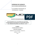 Funcionamiento de Las Normas de Auditoría Generalmente Aceptadas en La Auditoría Interna Del Gobierno Regional de Huánuco - 2018