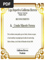 Liga Deportiva Guillermo Herrera, Certificado de Crusito Minyetty Ferrera, Padre