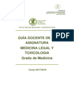 Guía Docente de La Asignatura Medicina Legal Y Toxicologia Grado de Medicina