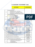 Programa Clausura Orion 2018