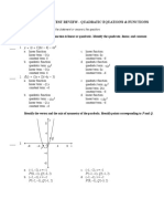 Alg 2 CH 4.1 4.4 Test Review Quadratic Equations and Functions B