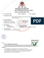 Information Report: in Respect of Article/Document Lost in Delhi SO No: 430/2014 Delhi Police