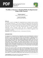 The Effect of Anxiety On Speaking Ability: An Experimental Study On EFL Learners