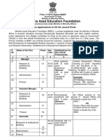 Maulana Azad Education Foundation: Invites Applications To Fill The Vacant Posts