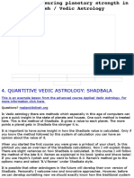 Vedic Shadbala Analysis (Strengths of Planets)