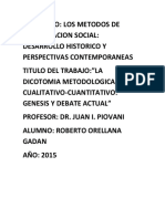 La Dicotomia Metodologica Cualitativo-Cuantitativo. Genesis y Debate Actual.