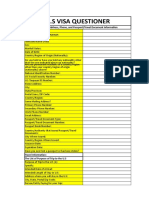 U.S Visa Questioner: Personal, Address, Phone, and Passport/Travel Document Information