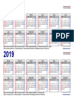 Two Year Calendar 2018 2019 Landscape 2 Rows