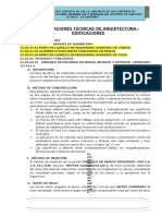 Especificaciones Técnicas de Arquitectura Edificaciones