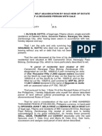 Affidavit of Self Adjudication by Sole Heir of Estate of A Deceased Person With Sale