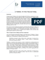 Computer System Validation - It's More Than Just Testing: Page 1 of 10