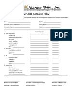 Pharma Phils., Inc.: Employee Clearance Form