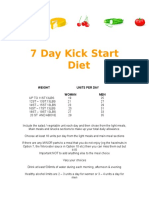 7 Day Kick Start Diet: Weight Units Per Day Woman Men