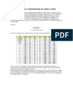 Tabla de Conversion de Awg A Mm2