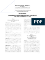 Ordenanza de Contenido General Del Plan de Desarrollo Urbano Del Municipio Maracaibo