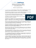 Lista de Exercicios Fenomenos de Transporte - Lista - 01