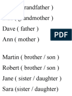 Steve (Grandfather) Lisa (Grandmother) Dave (Father) Ann (Mother)