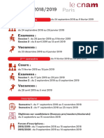 Calendrier 2018-2019 Cnam