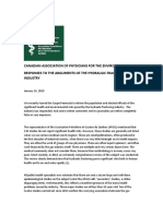 RESPONSES TO THE ARGUMENTS OF THE HYDRAULIC FRACTURING INDUSTRY - Canadian Association of Physicians For The Environment