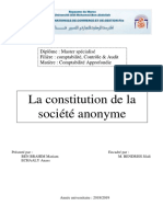 La Constitution de La Société Anonyme