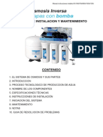 Manual Instalacion Mantenimiento Osmosis Inversa 5 Etapas Con Bomba