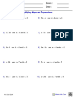 Simplifying Algebraic Expressions E