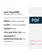 Earthquake: Name-Class - Subject - Collage Roll No. - University Registration No.