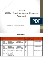 Laporan RSUD Dr. Soediran Mangun Soemarso Wonogiri: 21 Desember - 27desember 2018