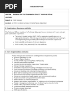 Job Description 1. Building and Civil Engineering (B&CE) Technical Officer