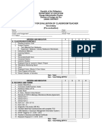 Evaluation Checklist For Teachers