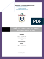 Analisis de Costos Unitarios Reales (02 Partidas) PDF