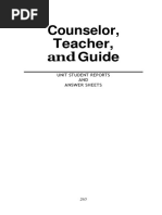 Counselor, Teacher, and Guide: Unit Student Reports AND Answer Sheets