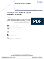 Constructing Social Identity A Language Socialization Perspective PDF