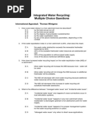 Integrated Water Recycling: Multiple Choice Questions: International Appraisal: Thomas Wintgens