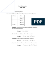 Unit 3 Polynomials Study Guide