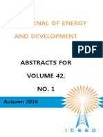 Abstracts For The Journal of Energy and Development Volume 42, Number 1, Autumn 2016