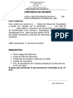 Constancia de Vacante 2018