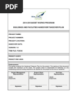 Buildings and Facilities Hand Over Take Over Plan Template
