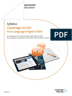 Syllabus: Cambridge IGCSE® First Language English 0500